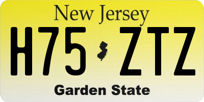 NJ license plate H75ZTZ