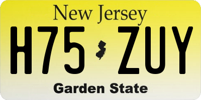 NJ license plate H75ZUY