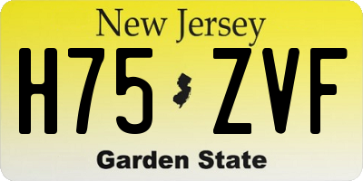 NJ license plate H75ZVF
