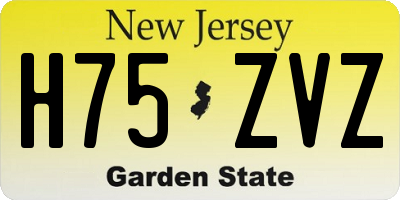 NJ license plate H75ZVZ