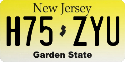 NJ license plate H75ZYU