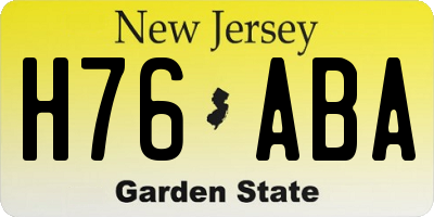 NJ license plate H76ABA