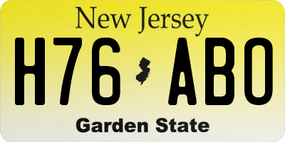 NJ license plate H76ABO