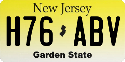 NJ license plate H76ABV