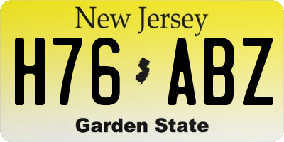 NJ license plate H76ABZ