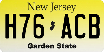 NJ license plate H76ACB