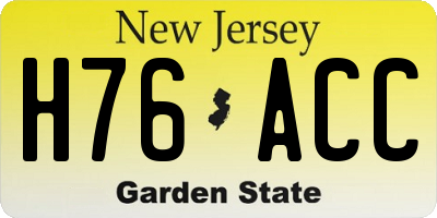 NJ license plate H76ACC