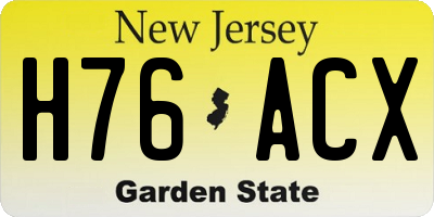 NJ license plate H76ACX