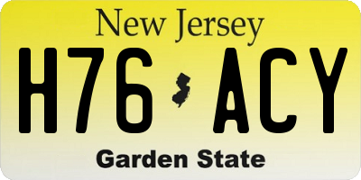 NJ license plate H76ACY