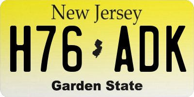 NJ license plate H76ADK