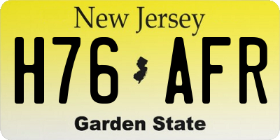 NJ license plate H76AFR