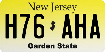 NJ license plate H76AHA