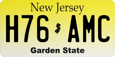 NJ license plate H76AMC
