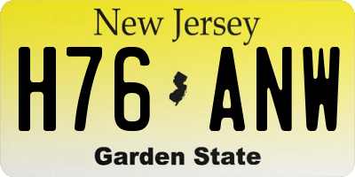 NJ license plate H76ANW