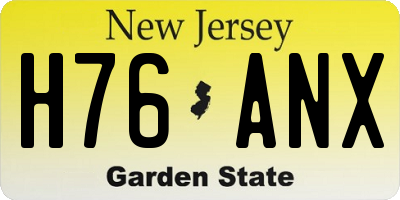 NJ license plate H76ANX