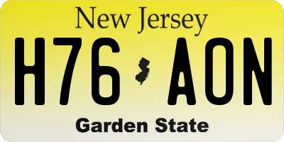 NJ license plate H76AON