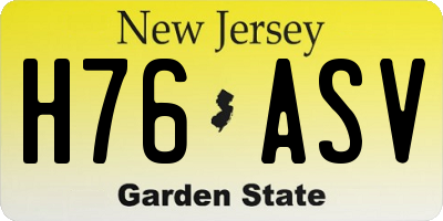 NJ license plate H76ASV