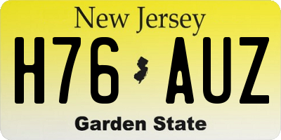 NJ license plate H76AUZ