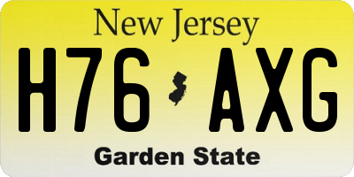 NJ license plate H76AXG