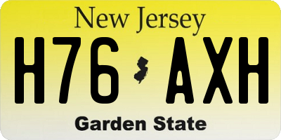NJ license plate H76AXH