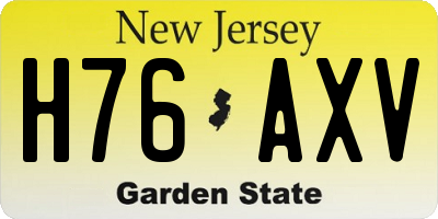NJ license plate H76AXV