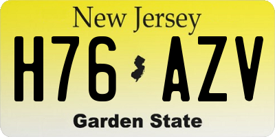 NJ license plate H76AZV
