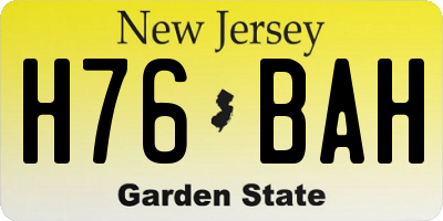 NJ license plate H76BAH