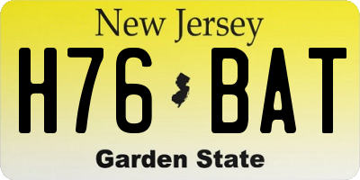 NJ license plate H76BAT