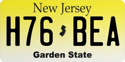 NJ license plate H76BEA