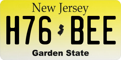 NJ license plate H76BEE