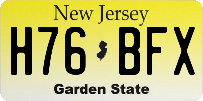 NJ license plate H76BFX