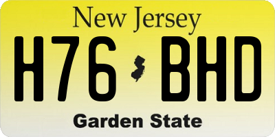 NJ license plate H76BHD
