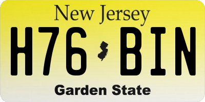 NJ license plate H76BIN