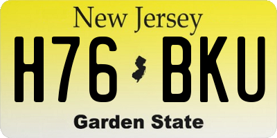 NJ license plate H76BKU