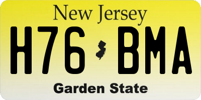 NJ license plate H76BMA
