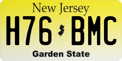 NJ license plate H76BMC