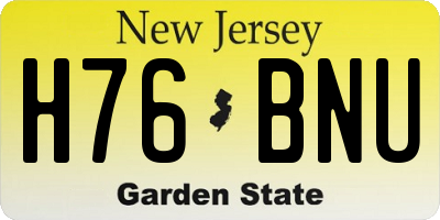 NJ license plate H76BNU