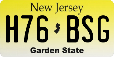 NJ license plate H76BSG