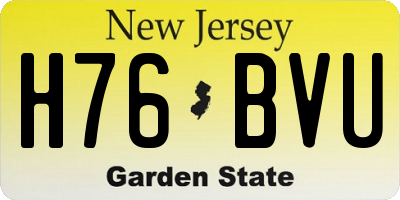 NJ license plate H76BVU