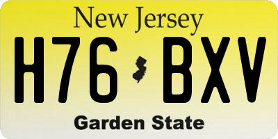 NJ license plate H76BXV