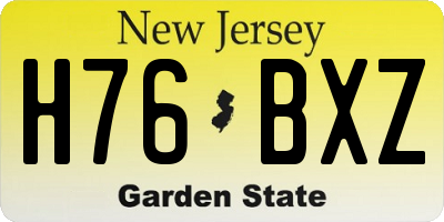 NJ license plate H76BXZ