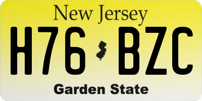 NJ license plate H76BZC