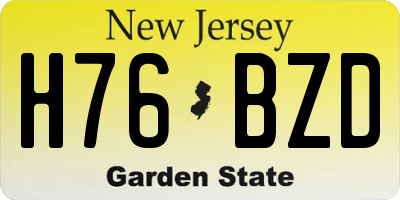 NJ license plate H76BZD