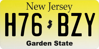 NJ license plate H76BZY