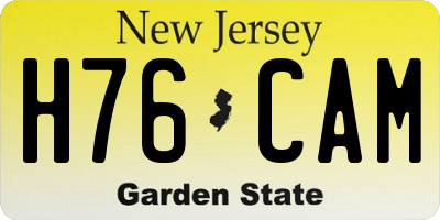 NJ license plate H76CAM