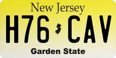 NJ license plate H76CAV
