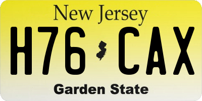 NJ license plate H76CAX