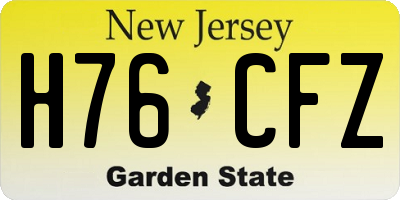 NJ license plate H76CFZ