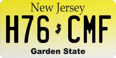 NJ license plate H76CMF