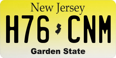 NJ license plate H76CNM